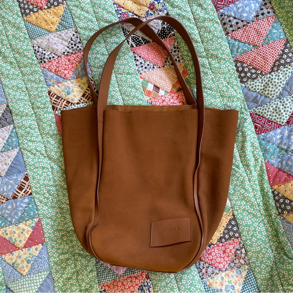 NWT SHINOLA Detroit Suede Leather Tote - Tobaccco